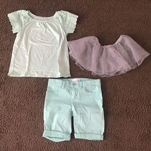 Toddler girl mixed bundle shorts, tutu, tee tagged 6, 6/7,7